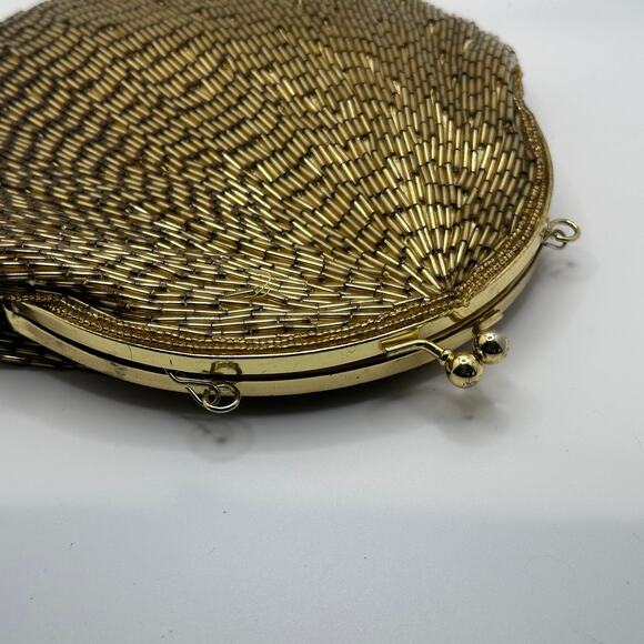 LA REGALE LTD Beaded Kisslock Frame Evening Bag Gold Chain Strap - Picture 13 of 13
